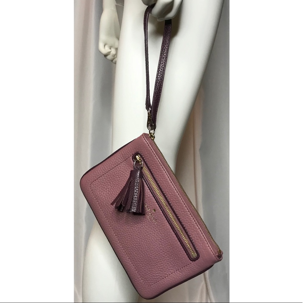 Kate Spade Pink and Purple Chester Street Pebbled Leather Wristlet, WLRU2657
